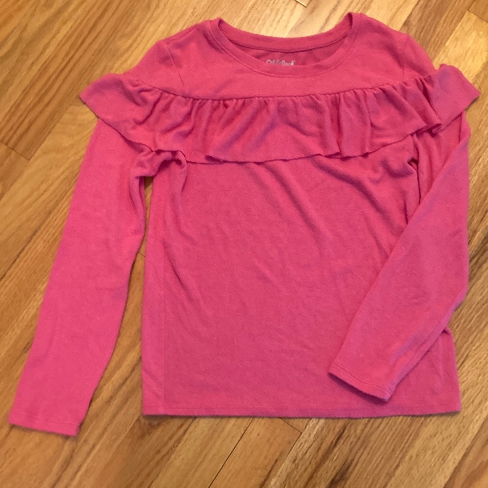 Cat & Jack Pink Ruffle Long Sleeve Tee